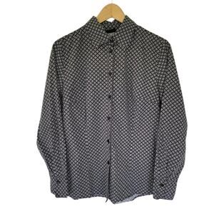 East 5th Essentials Long Sleeve Button Down Blouse Womens Size 8 Black White